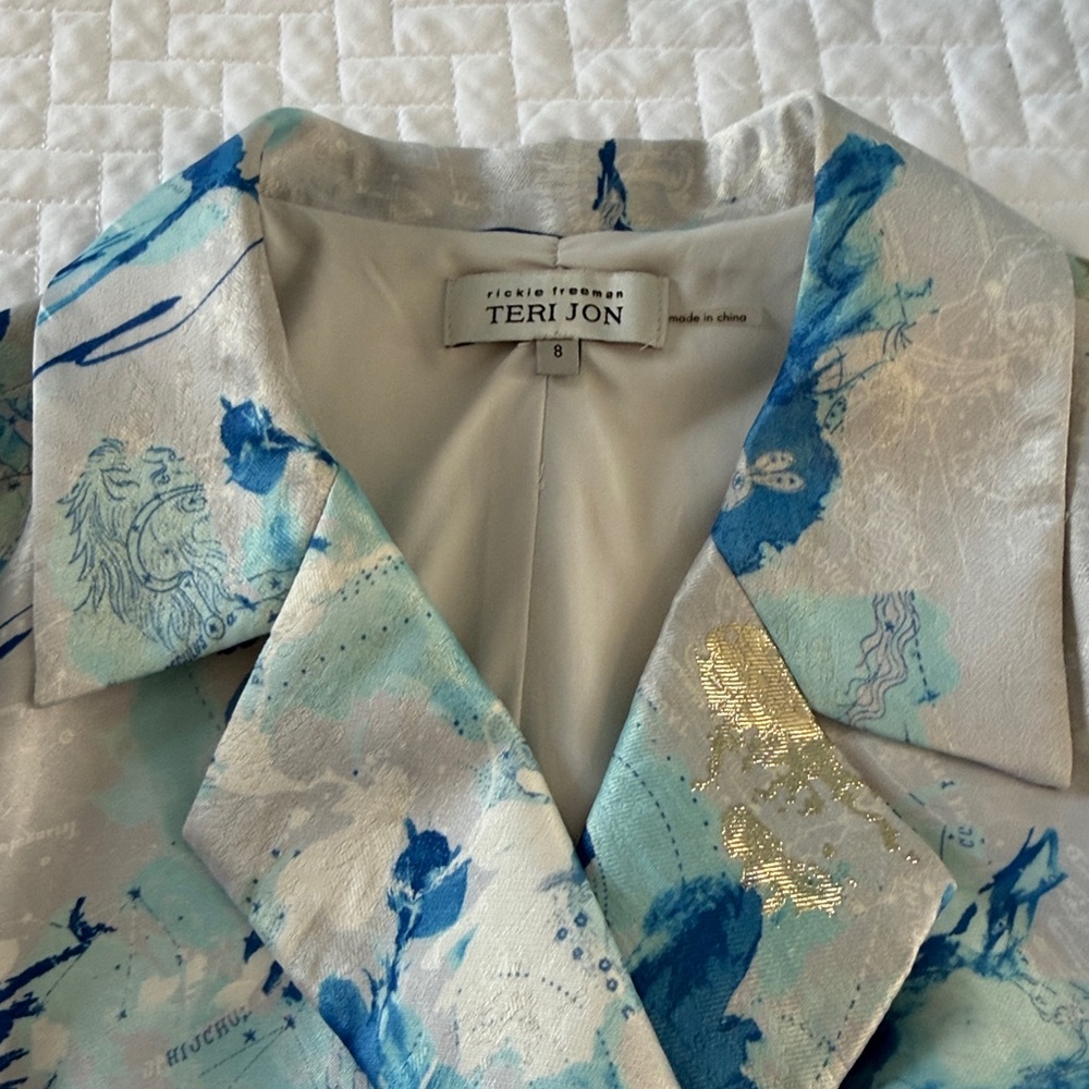 Rickie Freeman for Teri Jon Blue Floral Midi Dress. Very beautiful! Size 8 - Picture 3 of 3